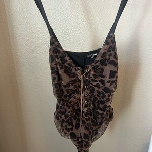 Leopard Print Ruched Bodysuit